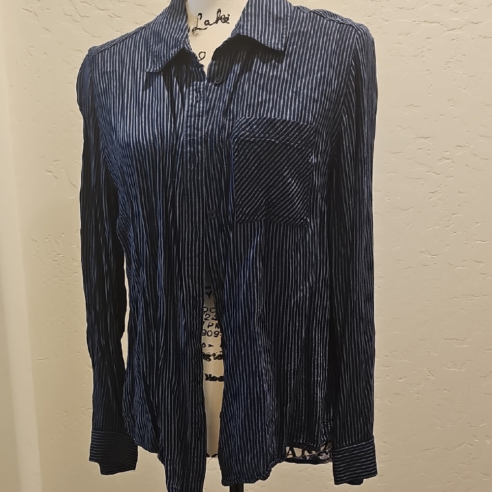 Striped Blue Button-Up Shirt